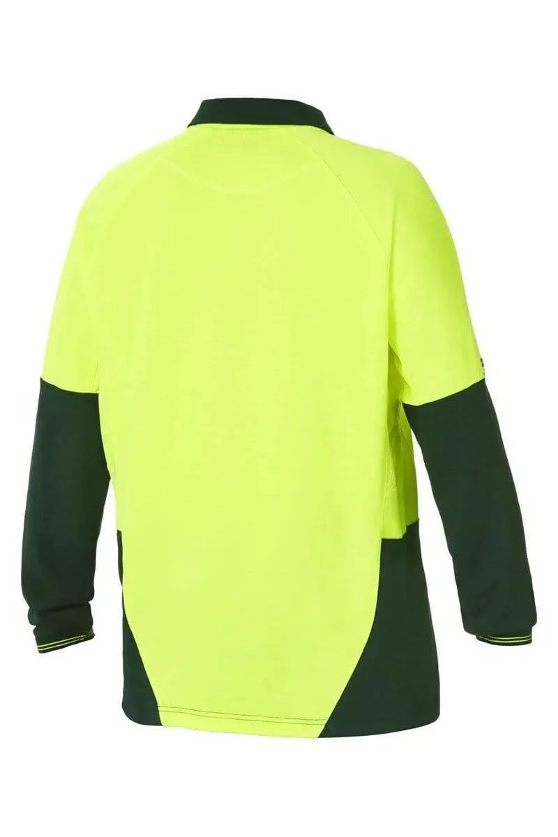 Hard Yakka Long Sleeve 2 Tone Hi Vis Vented Polo Shirt Y11389