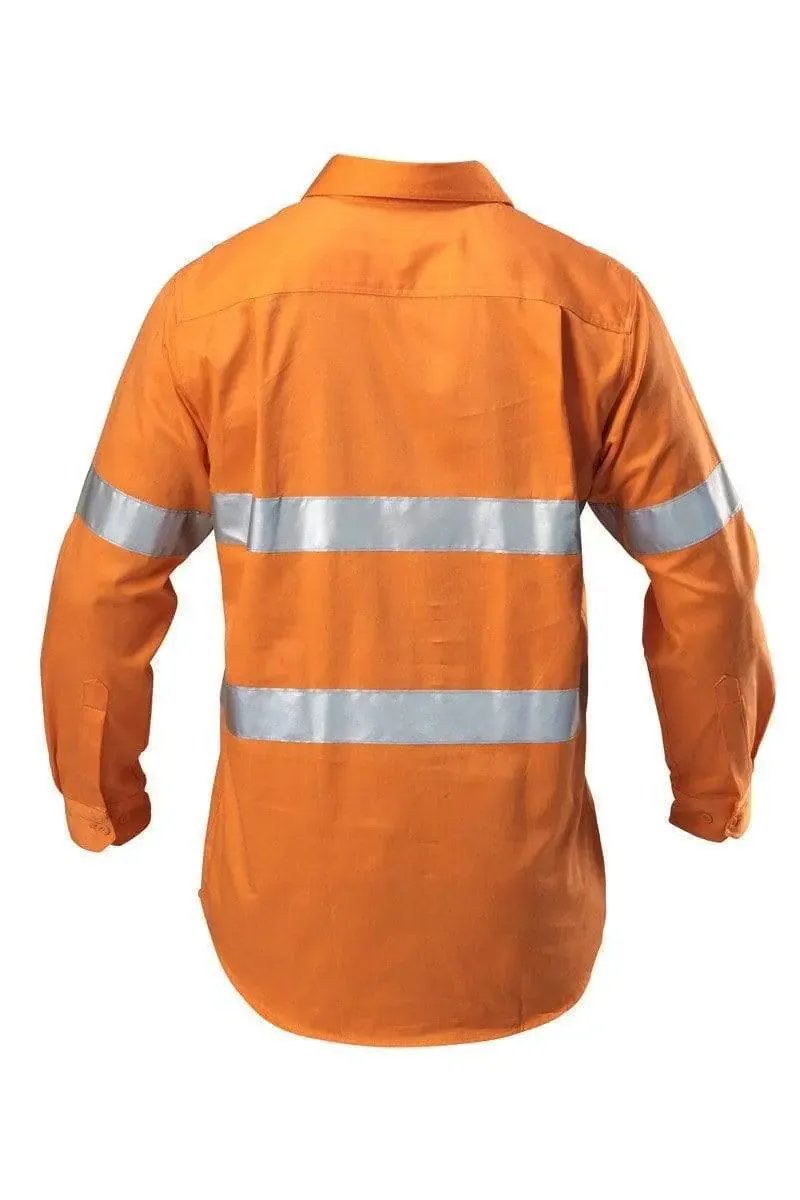Hard Yakka Long Sleeve Hi Vis Reflective Cotton Drill Shirt Y07899