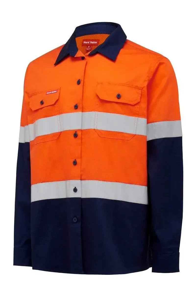 Hard Yakka Long Sleeve Women's Taped Hi Vis Shirt Y08805