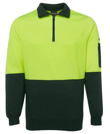 JB'S Hi-Vis 1/2 Zip Fleecy Sweatshirt 6HVFH Metro Workwear.