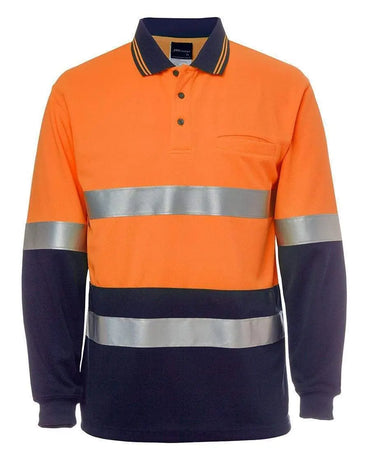JB'S Hi-Vis Long Sleeve Cotton Back Polo 6HMCB Metro Workwear.