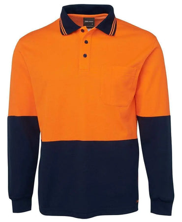 JB'S Hi-Vis Long Sleeve Cotton Back Polo 6HPL Metro Workwear.