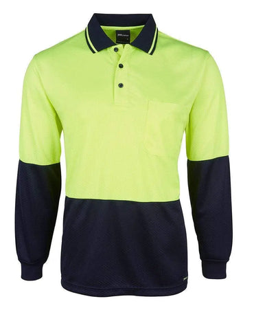 JB'S Hi-Vis Long Sleeve Jacquard Polo 6HJNL Metro Workwear.
