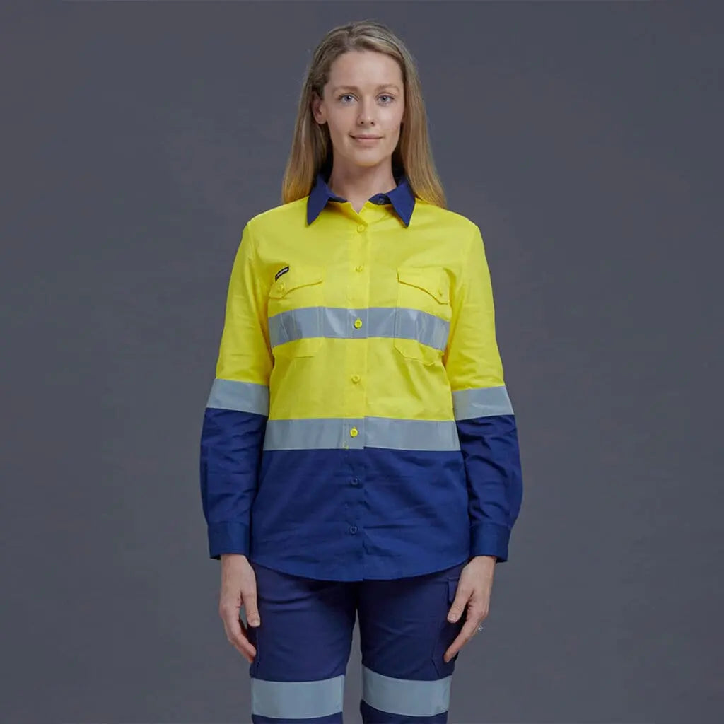 KingGee Workcool Women's Long Sleeve Hi Vis Work Shirt K44544 Metro Workwear.