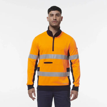 KingGee Hi Vis Spliced 1/4 Zip Taped Fleece K55040