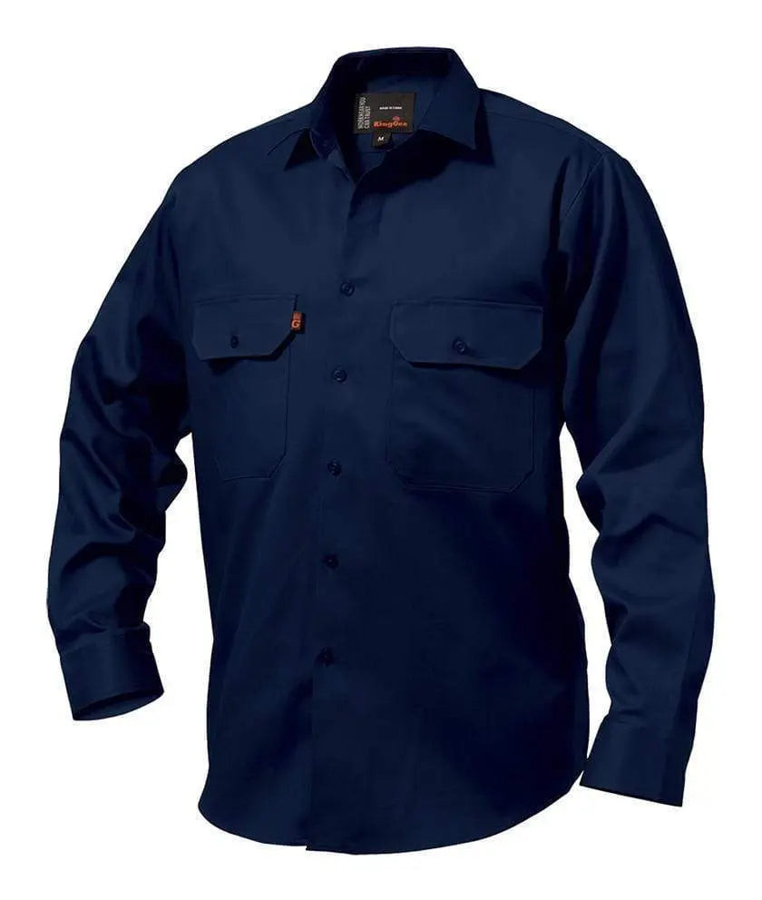 KingGee Open Front Long Sleeve Drill Work Shirt K04010 Metro Workwear.