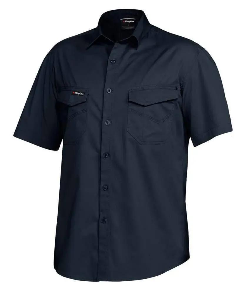 KingGee Tradies Short Sleeve Work Shirt K14355 in Olive Navy