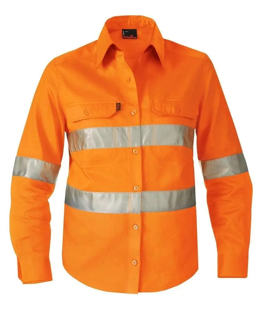 KingGee Women's Long Sleeve Reflective Drill Shirt K44531 in Orange