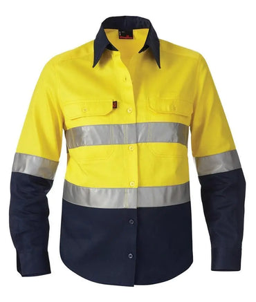 KingGee Women's Reflective Spliced Drill Shirt L/S K44532 Metro Workwear.
