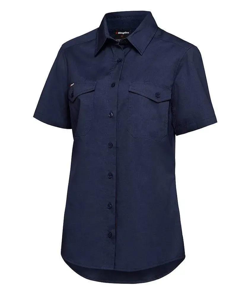 KingGee Womens Workcool 2 Short Sleeve Work Shirt K44205 in Navy