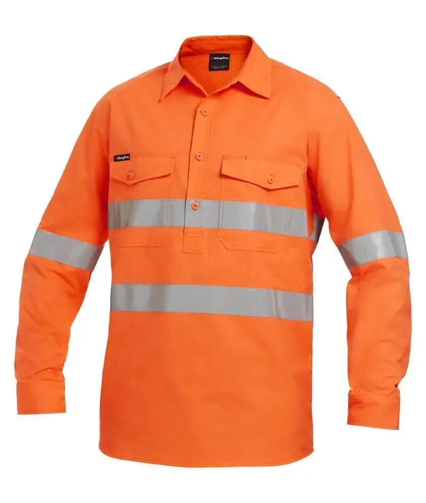 KingGee Long Sleeve Workcool 2 Reflective Closed Front Work Shirt K54896