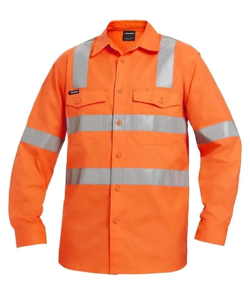 KingGee Long Sleeve Workcool 2 Reflective Shirt K54895 in Orange