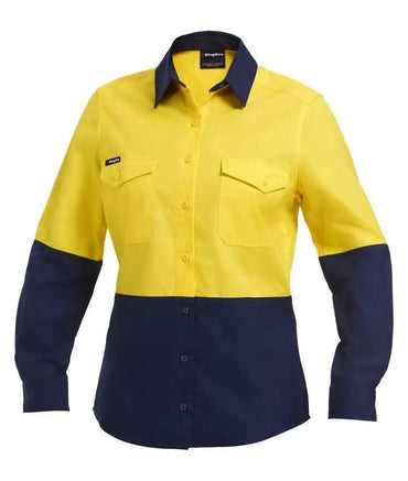 KingGee Workcool 2 Women's Hi Vis Spliced Long Sleeve Work Shirt K44543 Metro Workwear.