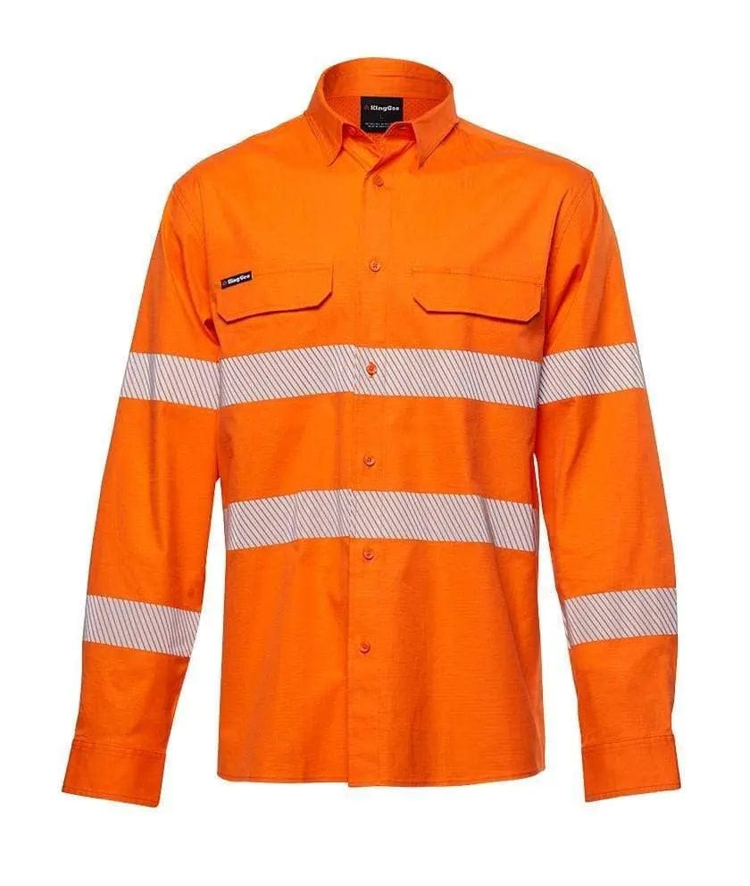 KingGee Workcool Pro Hi Vis Reflective Long Sleeve Work Shirt K54031 in Orange
