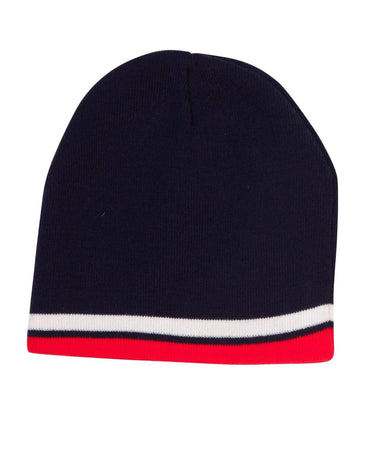Contrast Stripe Beanie Ch63 Metro Workwear.