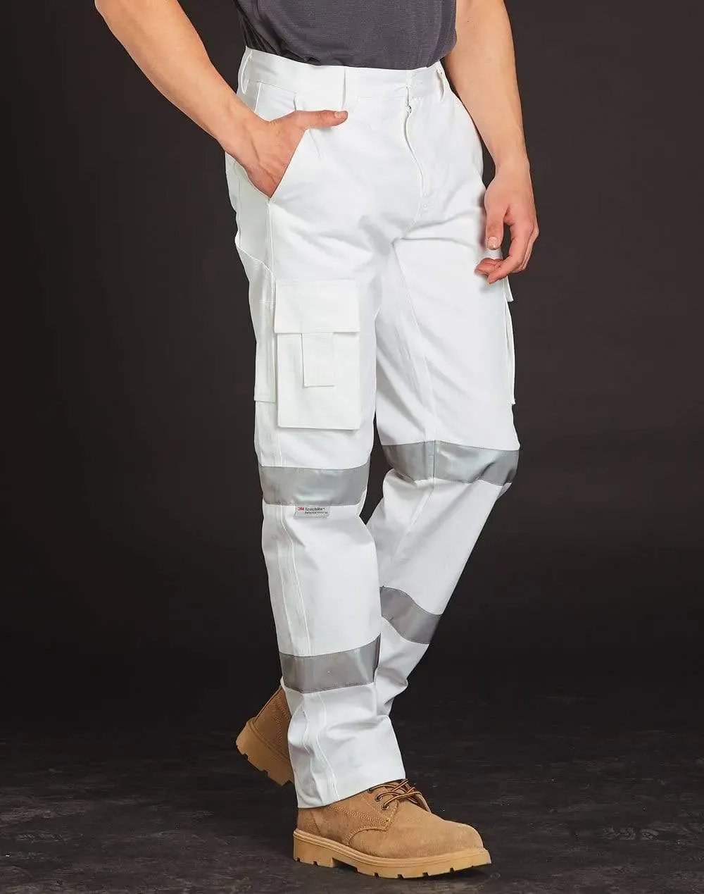 Winning Spirit Mens White Safety Pants With Biomotion Tape Configuration WP18HV