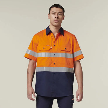 Hard Yakka Short Sleeve Two Toned Hi Vis Shirt Y07754 Metro Workwear.