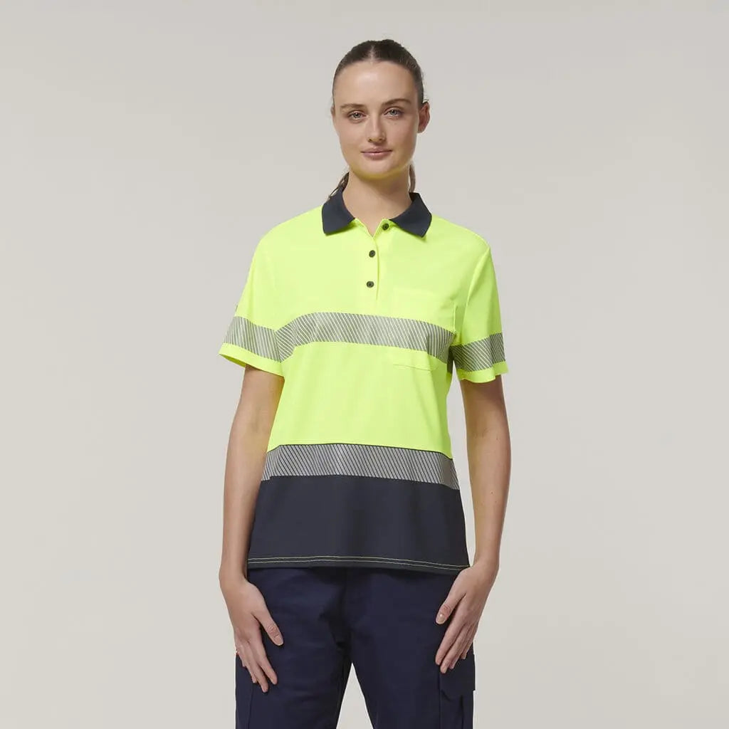 Hard Yakka Women's Hi Vis Taped Polo Shirt Y08602 Metro Workwear.