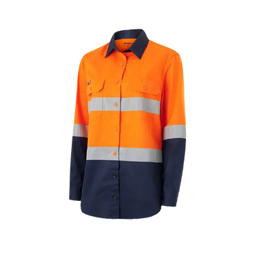 KingGee Women's Hi Vis Vented Spliced Long Sleeve Work Shirt K44221  Metro Workwear