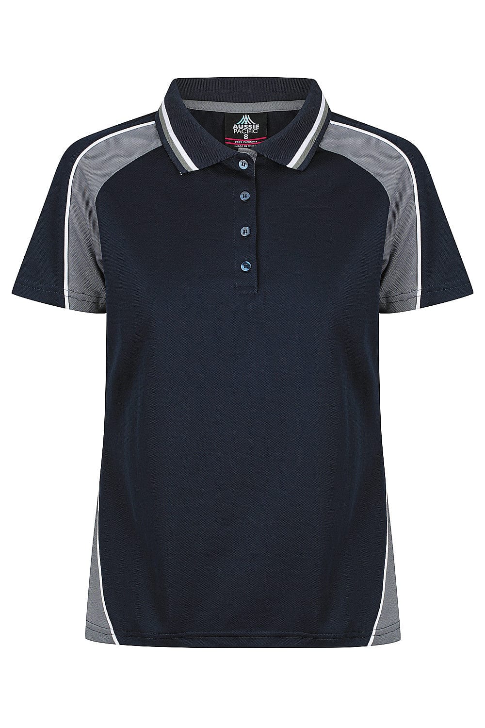 Aussie Pacific Women's Panorama Polo Shirt 2309 Navy/Ashe/White / 6