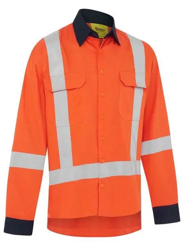 Bisley X Taped Hi Vis Cool Lightweight Cotton Drill Shirt BS6248XT Metro Workwear.