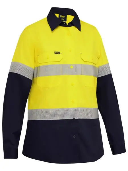 Bisley Women's Long Sleeve Ripstop Hi Vis Vented Shirt BL6495T  Metro Workwear