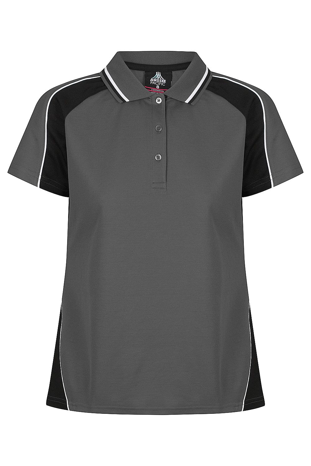 Aussie Pacific Women's Panorama Polo Shirt 2309 Slate/Black/White / 6