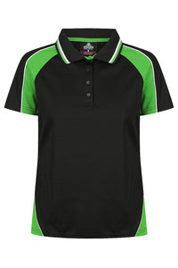 Aussie Pacific Women's Panorama Polo Shirt 2309 Black/Kawa Green/White / 6