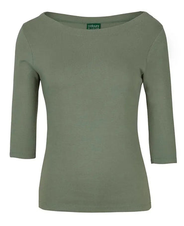 C Of C Women's 3/4 Sleeve Boat Neck Tee 1BT3