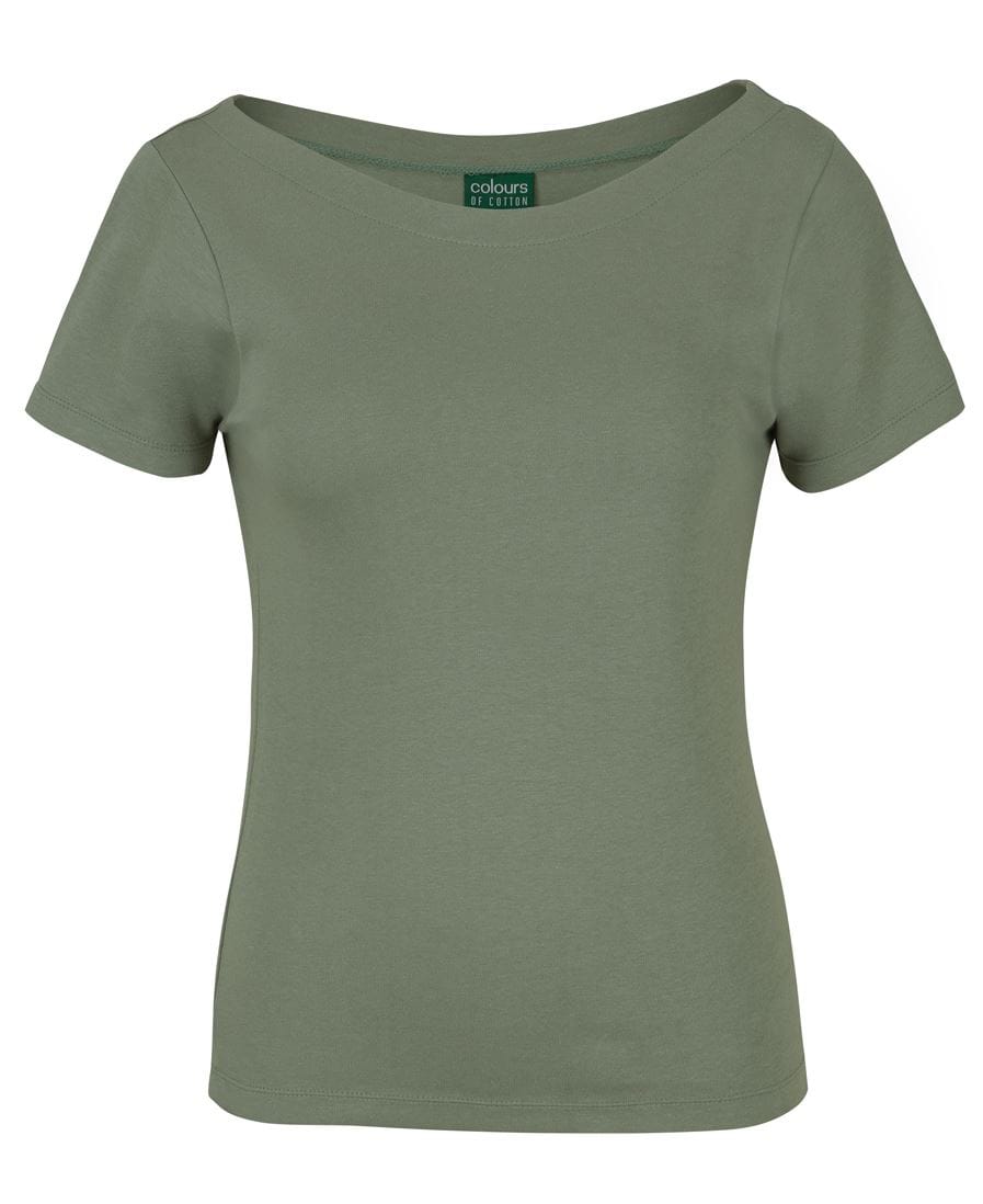 C Of C  Women's Short Sleeve Boat Neck Tee 1BTS