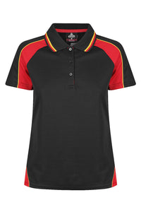 Aussie Pacific Women's Panorama Polo Shirt 2309 Black/Red/Gold / 6
