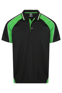 Aussie Pacific Men's Panorama Polo Shirt 1309 Black/Kawa Green/White / S
