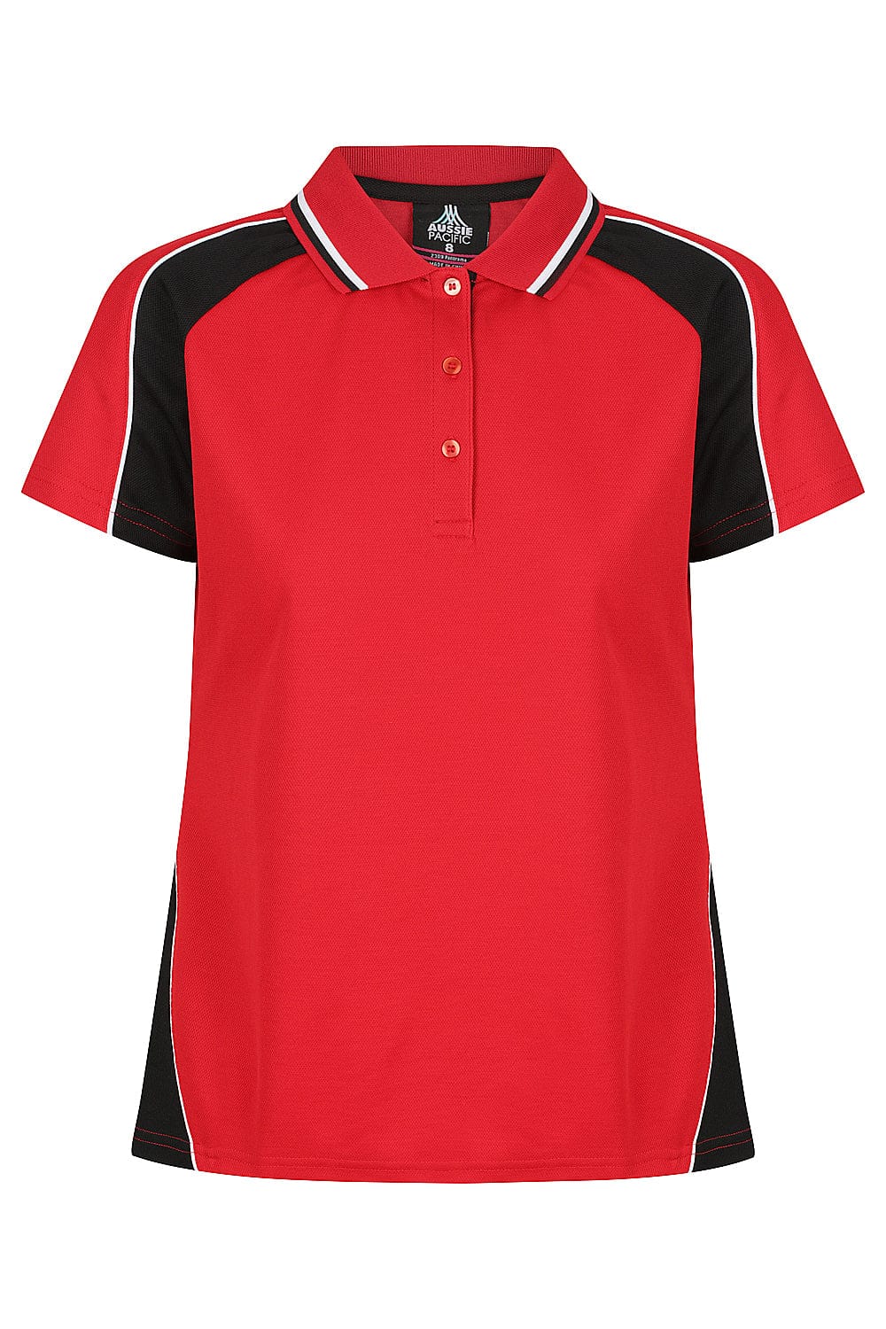 Aussie Pacific Women's Panorama Polo Shirt 2309 Red/Black/White / 6