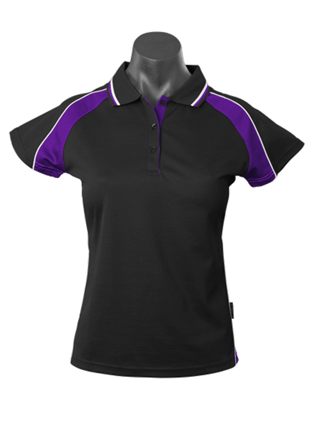Aussie Pacific Women's Panorama Polo Shirt 2309 Black/Electric Purple/White / 6