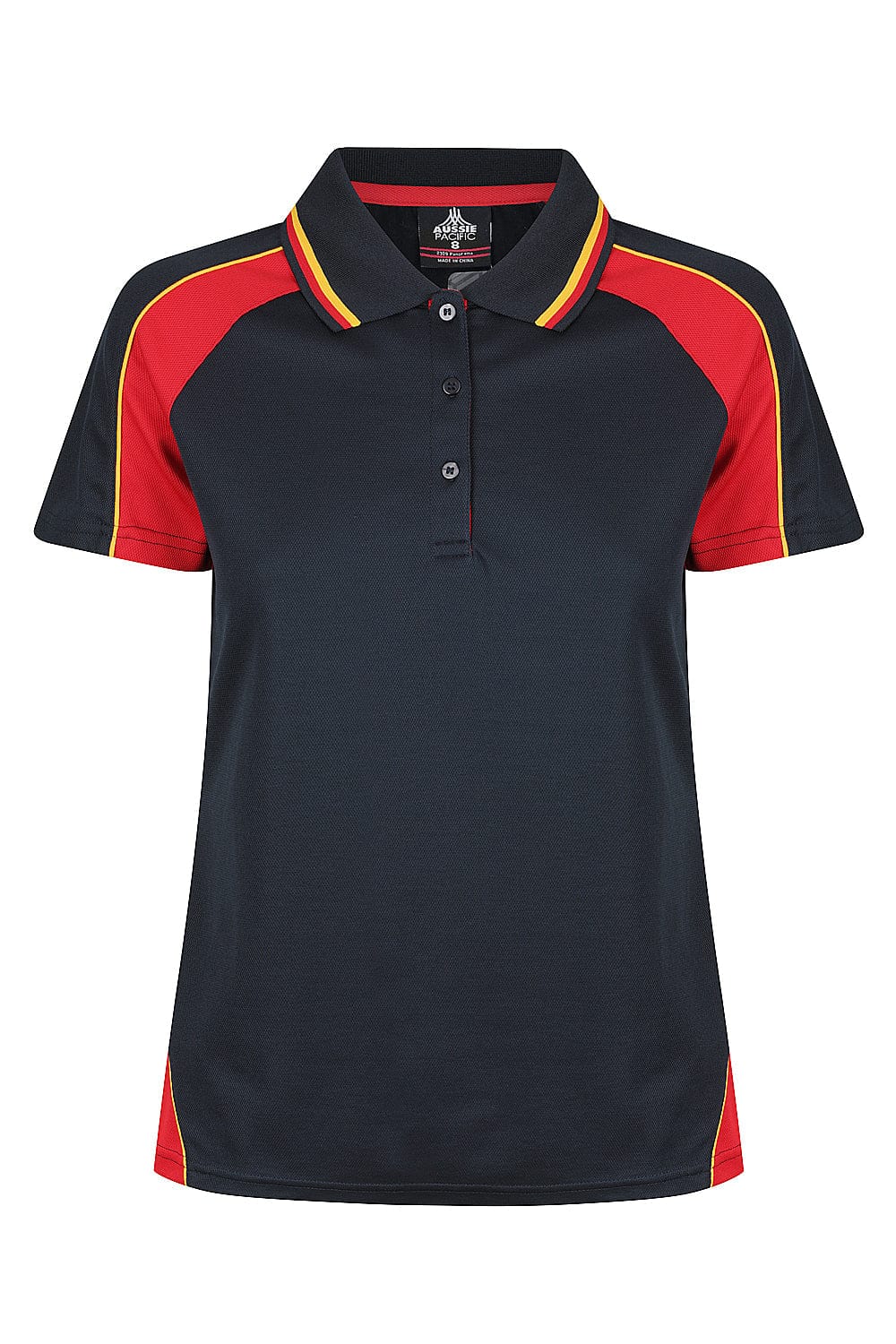 Aussie Pacific Women's Panorama Polo Shirt 2309 Navy/Red/Gold / 6