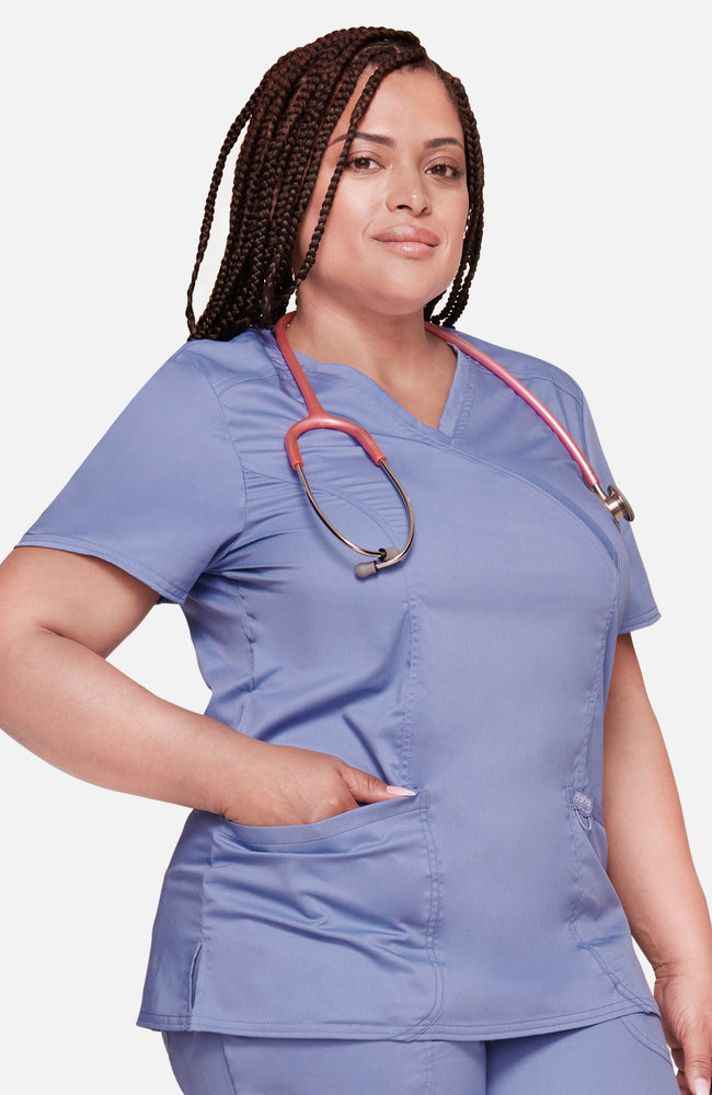 Cherokee Revolution Women's Mock Wrap Scrub Top WW610 Metro Workwear.