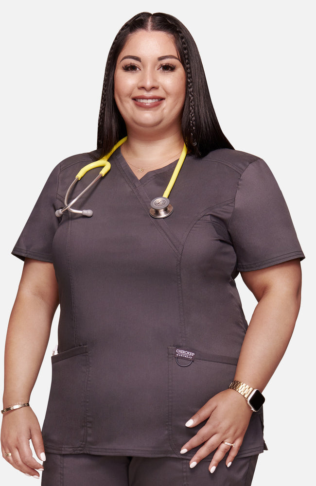 Cherokee Revolution Women's Mock Wrap Scrub Top WW610 Metro Workwear.