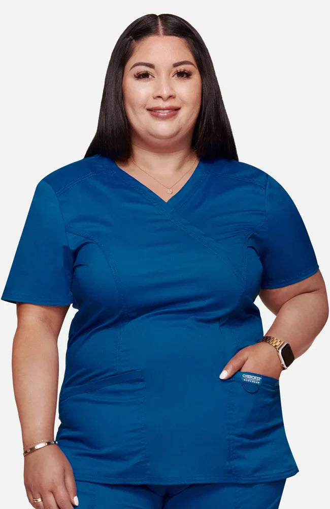 Cherokee Revolution Women's Mock Wrap Scrub Top WW610 Metro Workwear.