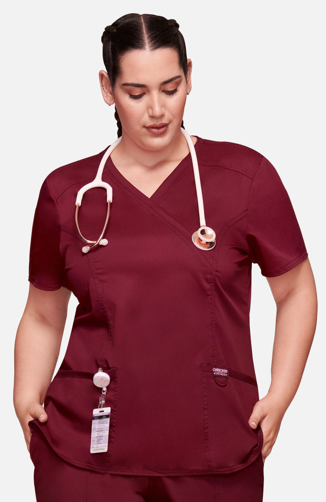 Cherokee Revolution Women's Mock Wrap Scrub Top WW610 Metro Workwear.