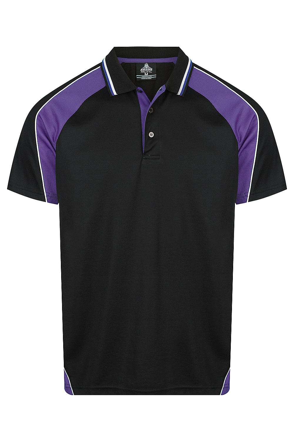 Aussie Pacific Men's Panorama Polo Shirt 1309 Black/Electric Purple/White / S