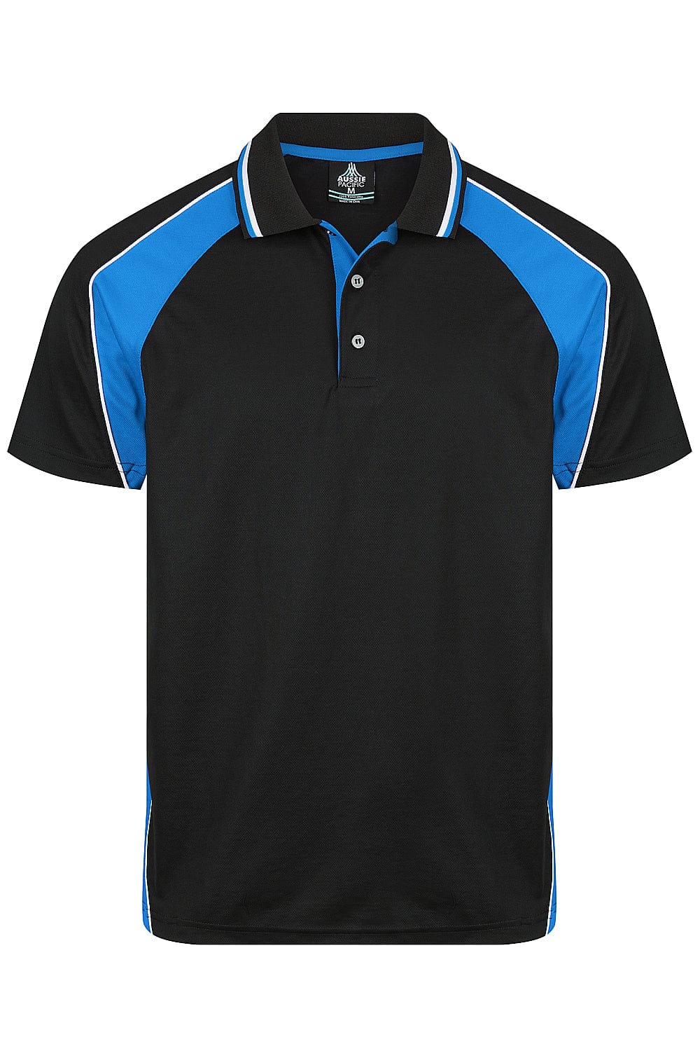 Aussie Pacific Men's Panorama Polo Shirt 1309 Black/Electric Royal/White / S