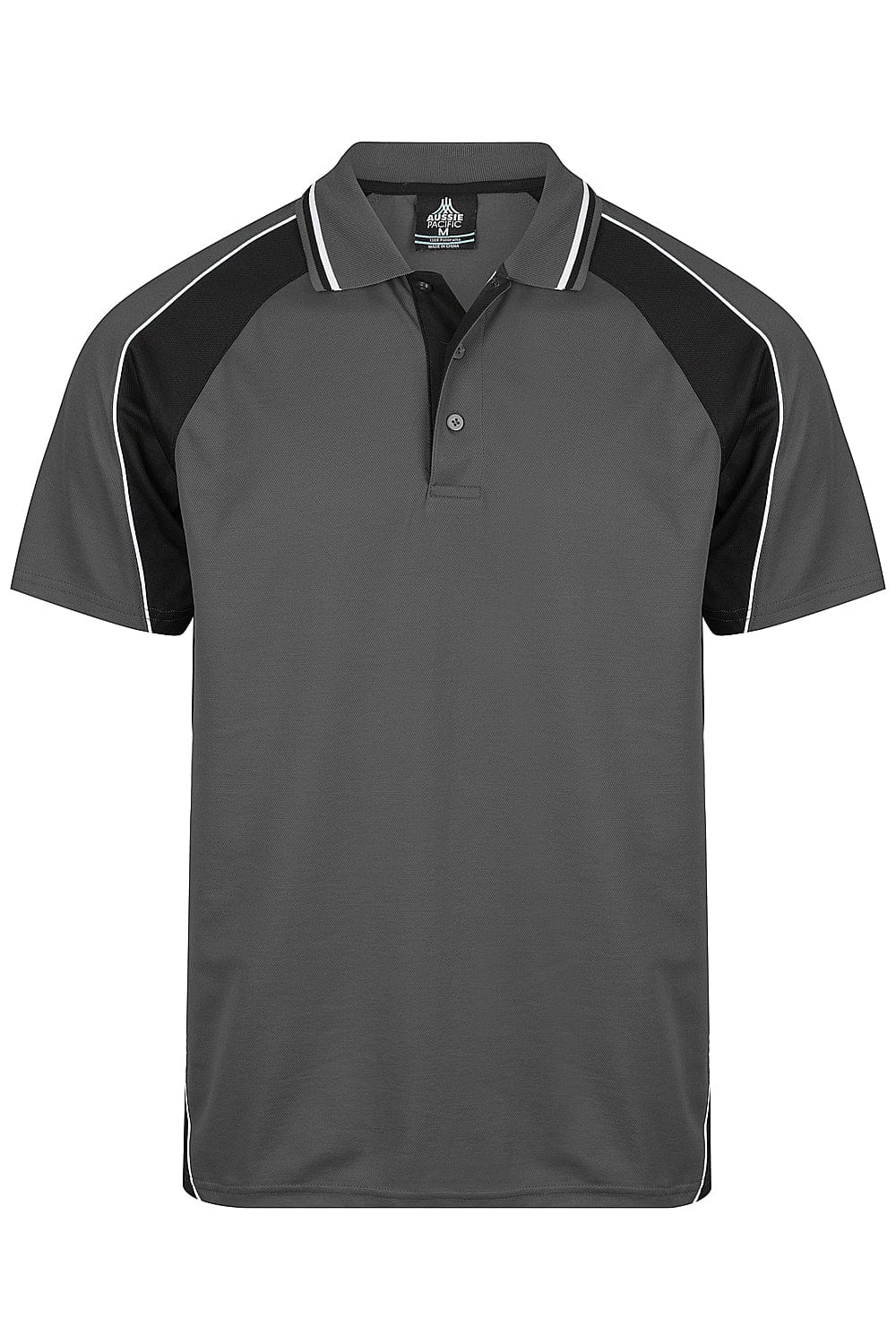 Aussie Pacific Men's Panorama Polo Shirt 1309 Slate/Black/White / S