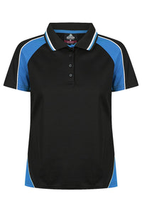 Aussie Pacific Women's Panorama Polo Shirt 2309 Black/Electric Royal/White / 6