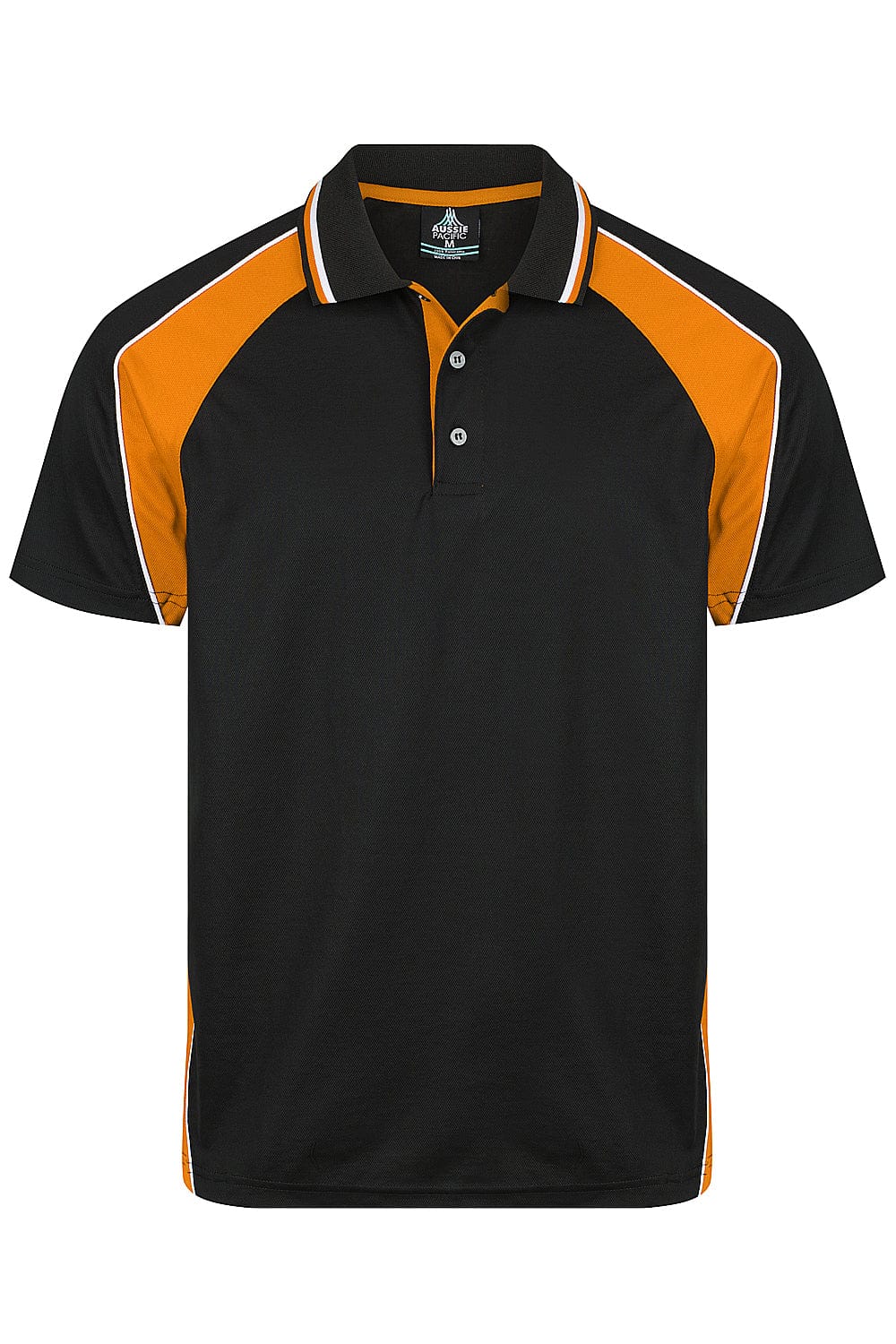 Aussie Pacific Men's Panorama Polo Shirt 1309 Black/Electric Orange/White / S