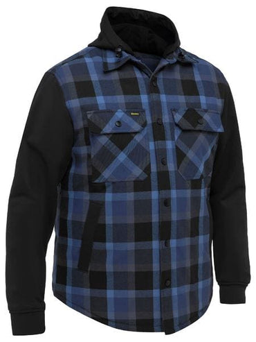 Bisley Workwear Contrast Check Hooded Shirt BJ6708
