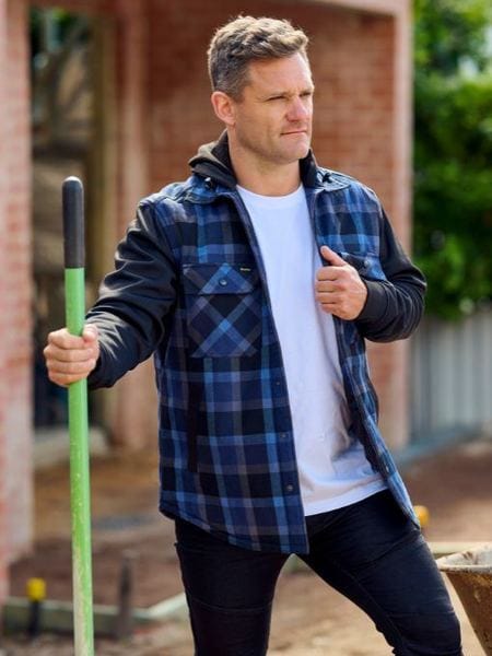 Bisley Workwear Contrast Check Hooded Shirt BJ6708