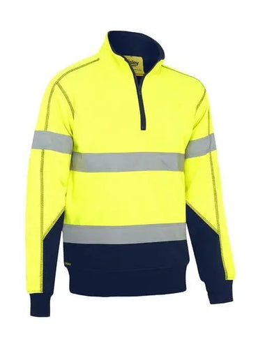 Bisley Taped Hi Vis 1/4 Zip Fleece Pullover With Sherpa Lining BK6987T Metro Workwear.