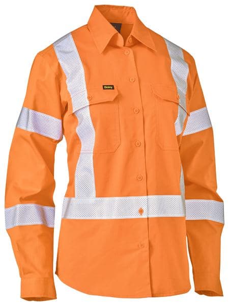 Women's X Taped Biomotion Hi Vis Cool Lightweight Drill Shirt BL6166XT Metro Workwear.