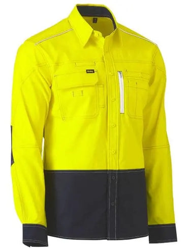 Bisley Flx & Move™ Long Sleeve Two Tone Hi Vis Utility Shirt BS6177