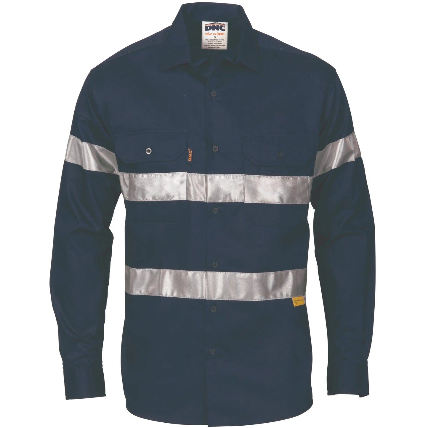 Dnc Workwear Hi-vis Cool-breeze Long Sleeve Cotton Shirt With Generic Reflective Tape - 3967 Metro Workwear.
